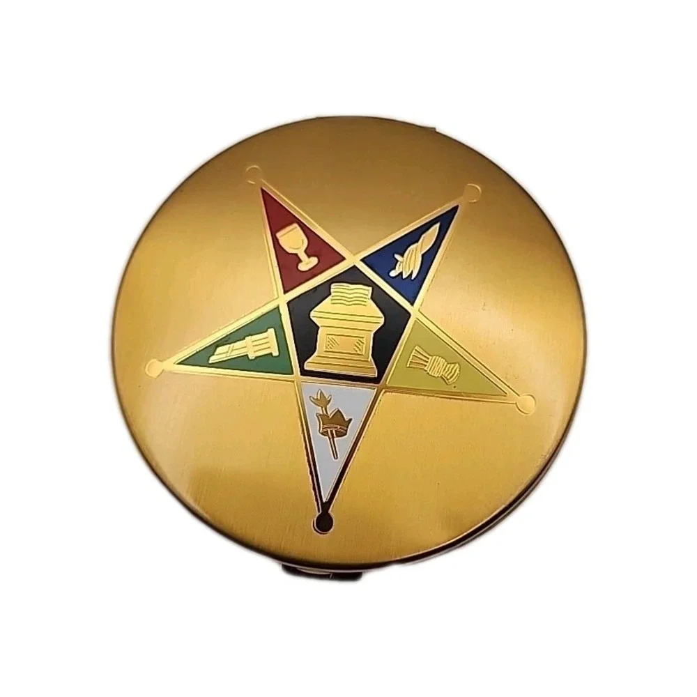 Vintage Elgin American Order Of Eastern Star Masonic 1950s Round Compact READ